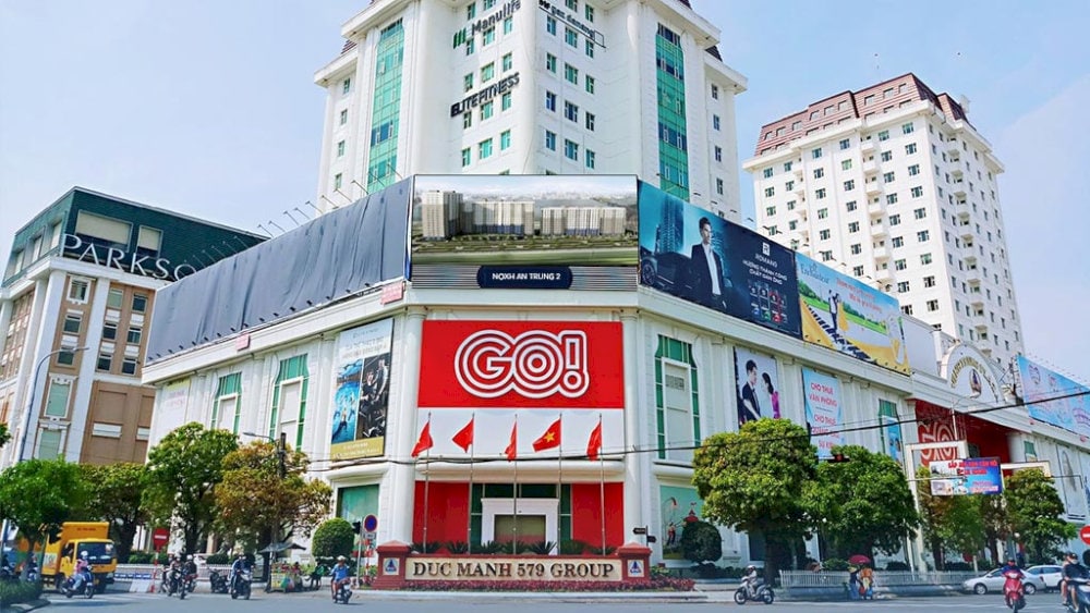 The market has two prominent frontages in the center